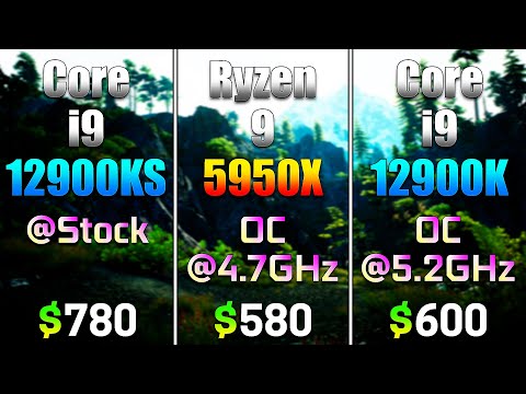 Core i9 12900KS @Stock vs Ryzen 9 5950X OC @4.7GHz vs Core i9 12900K OC @5.2GHz | PC Gameplay Tested