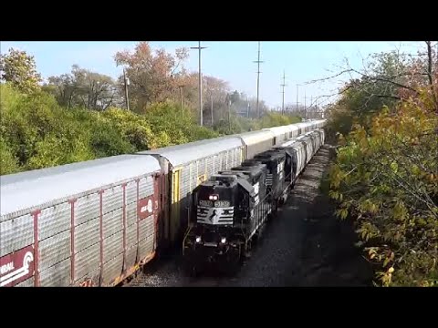 NS 5136 highhood GP38-2 leads SD40-2 on local Train Ft Wayne Indiana