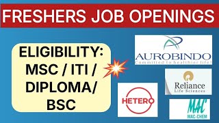 Pharma Jobs for freshers in Hyderabad|