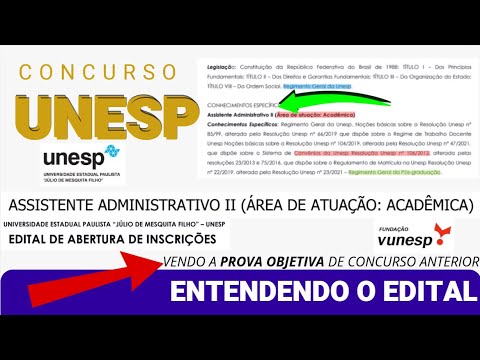 ASSISTENTE ADMINISTRATIVO (ÁREA DE ATUAÇÃO:ACADÊMICA).VEJA COMO É A PROVA OBJETIVA DE CONCURSO UNESP