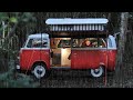 SOLO Camping in Rain [ Iconic 1975 VW Van Life, Cosy Relax and Sleep ASMR ]