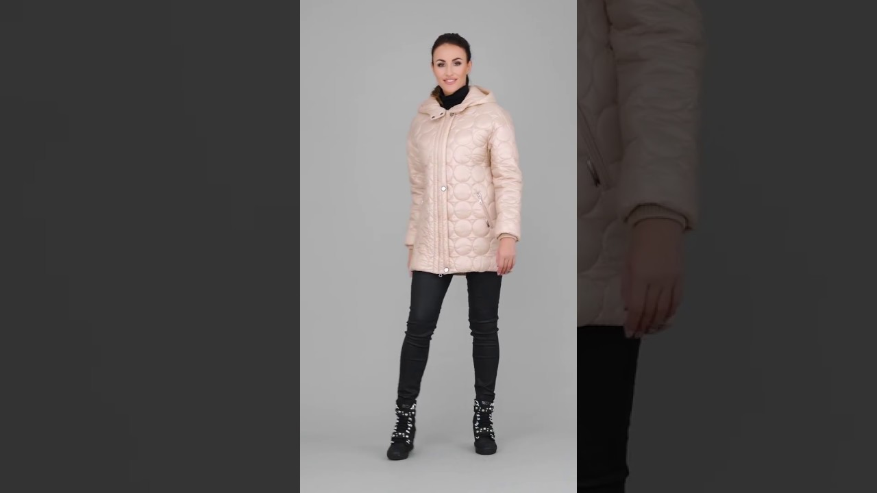 Odszyte.pl Beżowa pikowana kurtka z kapturem Jagna marki Dziekański