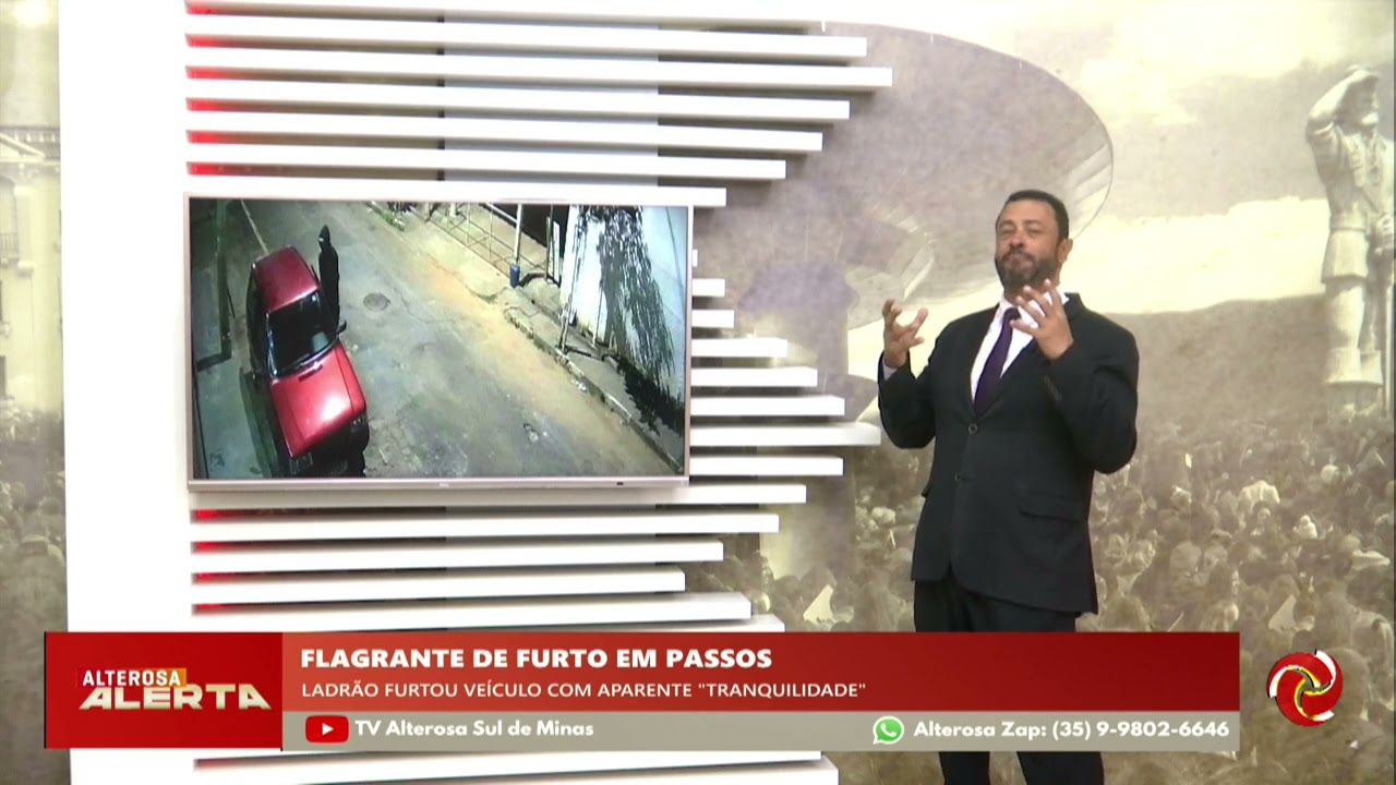Câmeras registram furto de carro em Passos