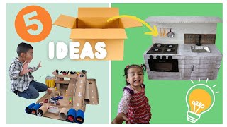 5 IDEAS INCREÍBLES  DE CARTÓN PARA NIÑOS 📦