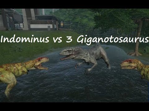 INDOMINUS vs 3 GIGANOTOSAURUS- Jurassic World Evolution Fights
