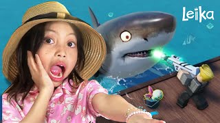 VIRAL! LEIKA MANCING DAPAT IKAN HIU EMAS LANGKA DI ROBLOX FISH AND FIGHT [ROBLOX INDONESIA]