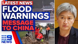 NSW floods move north as rain eases, Foreign Minister's message to China | 9 News Australia