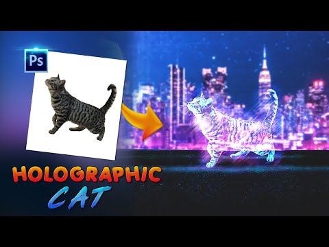 Photo manipulation Holographic Cat in Photoshop