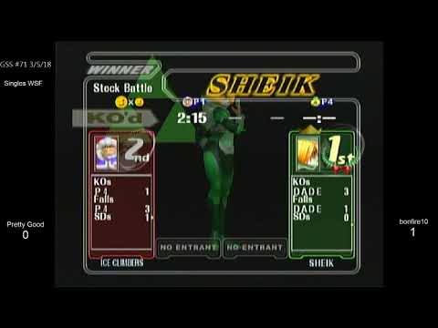 GSS 71 SSBM - Pretty Good (Ice Climbers) vs. bonfire10 (Sheik) - Melee WSF
