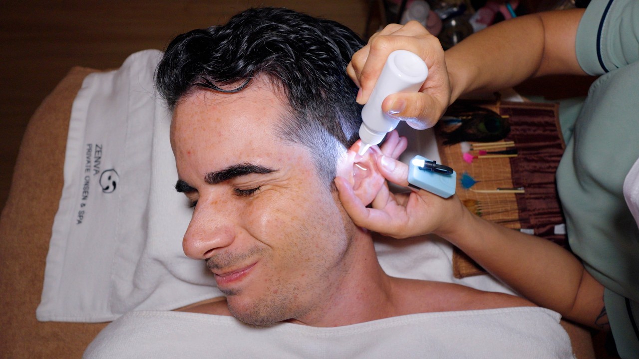 ASMR: Traditional Water Ear Cleaning, Head Massage & Ice-Hot Onsen Therapy