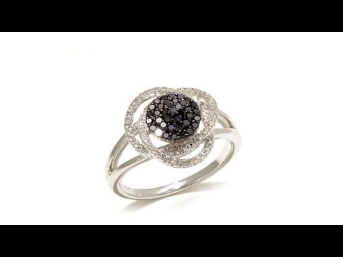 0.32ctw Colored and White Diamond Sterling Silver Ring