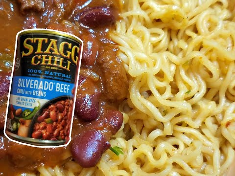 eat Canned Chili w Ramen Noodles
