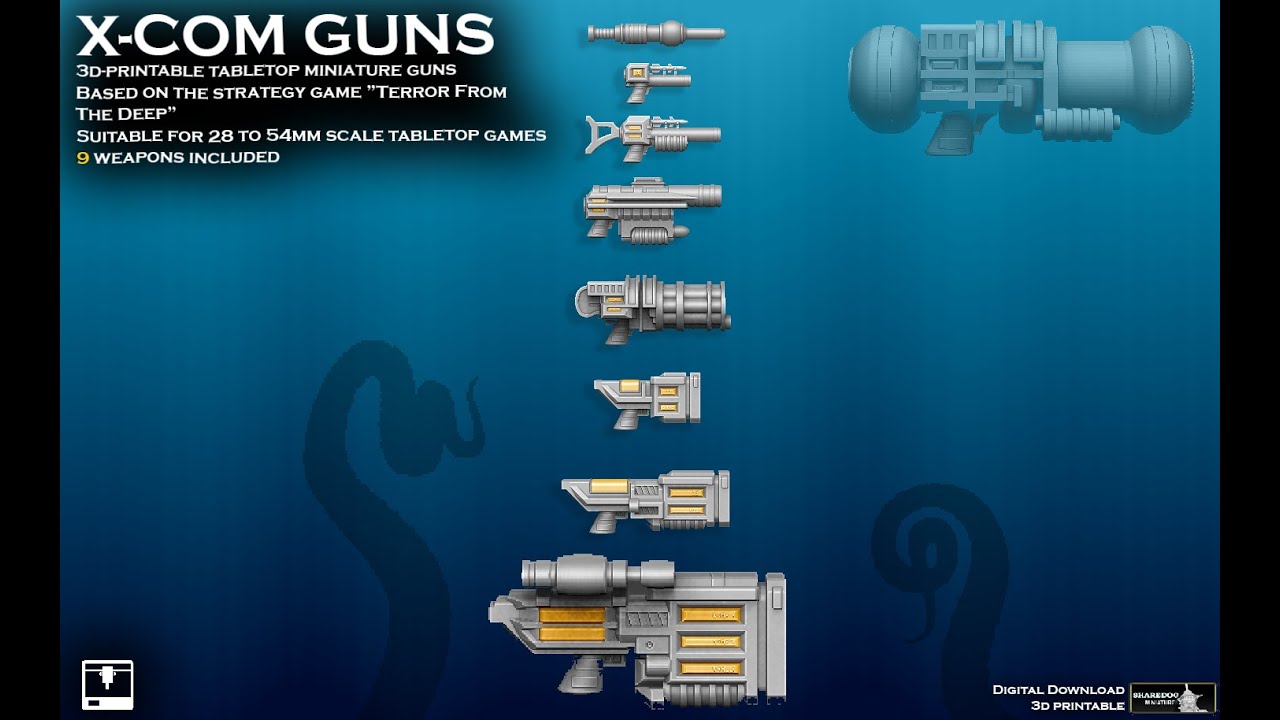 X-COM Terror From The Deep Weapons 1 3D Print Model