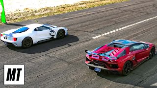 Lamborghini Aventador vs Ford GT Drag Race! | Top Gear America | MotorTrend by Motor Trend
