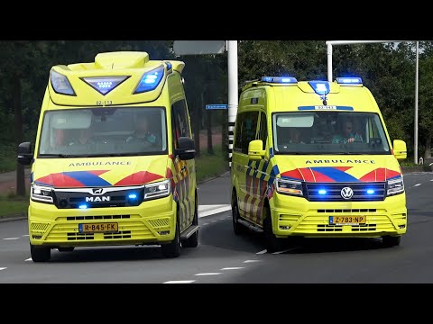 A1, Otaris TGE & V-Care Ambulances 02-113 & 02-143 Leeuwarden van en naar meldingen in Leeuwarden