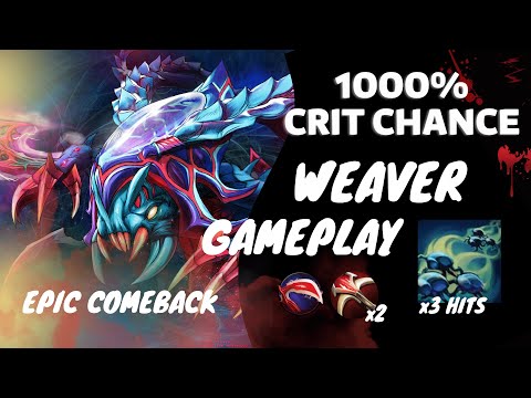 WEAVER Dota 2 CARRY - 2X DAEDALUS | EPIC COMEBACK with 1000% Crit Chance + 3x Geminated Attack!