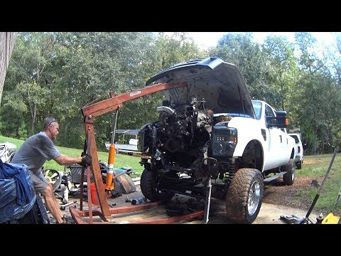 6.4 Powerstroke Engine Removal with the body on F250 Cummins project