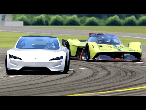 Aston Martin Valkyrie AMR Pro vs Tesla Roadster - Top Gear