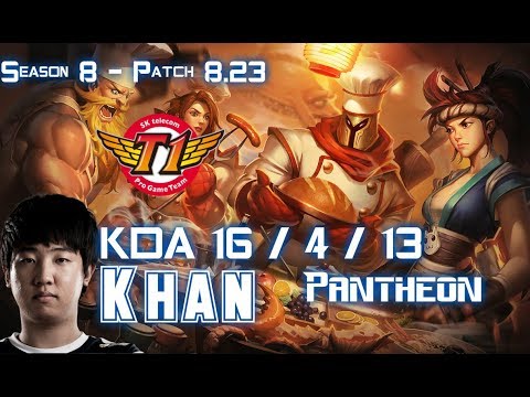 SKT T1 Khan PANTHEON vs LEE SIN Jungle - Patch 8.23 KR Ranked