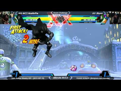 Salty Battles #29   UMvC3 Doom Challenge   AG MCZ MarlinPie VS AV JRosa