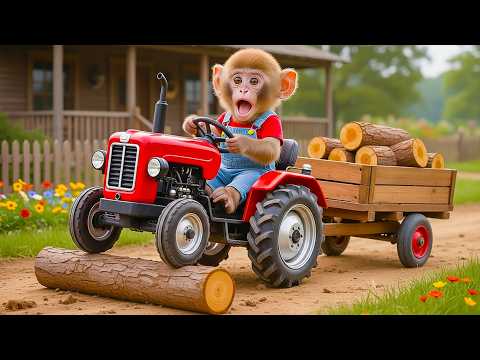 Monkey NaNa’s Crazy Wood Delivery Turns Into Disaster When His Tractor Hits a Huge Log! 😱🚜