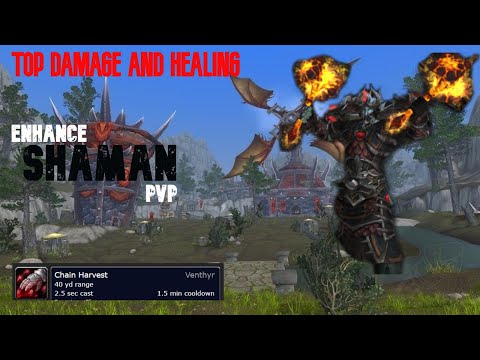 WoW 9.0.2 Shadowlands - Enhancement Shaman PvP - Top Damage and Healing - Chain Harvest is INSANE!