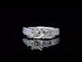 Natural Emerald 3-Stone Channel Pave Set Diamond Engagement Ring