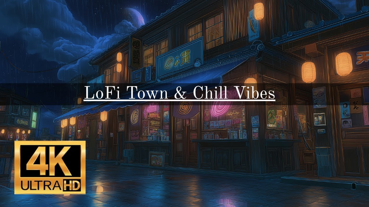 LoFi Town at Night – 4K Aesthetic Ambience with Chill Beats to Study, Sleep, and Think 🌆✨📚