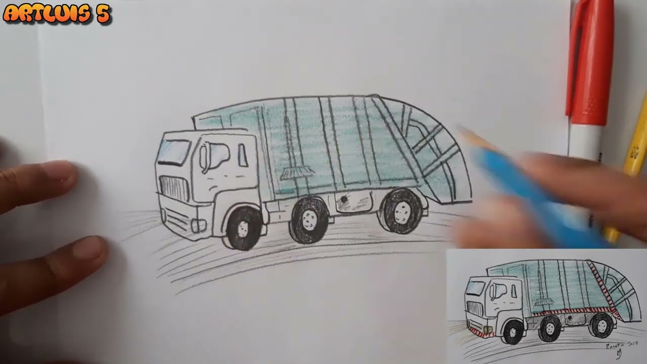 Watch Now Como desenhar um caminhão de lixo Como desenhar um caminhão de lixo