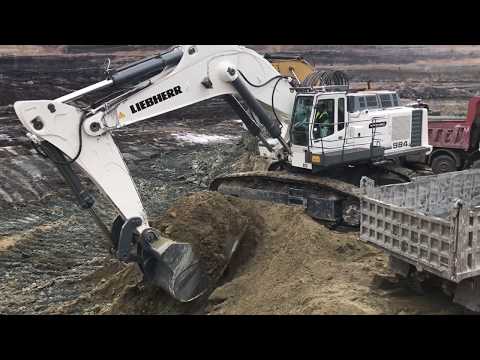 Huge Liebherr 984 Excavator Loading Trucks With Two Passes - Sotiriadis Mining Works
