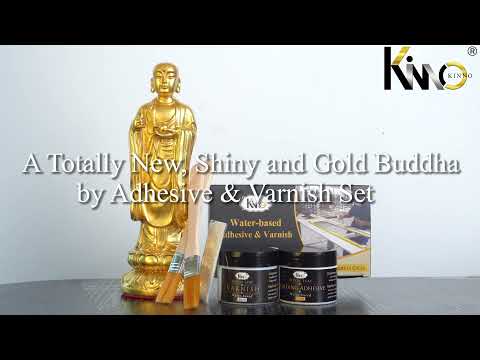 How to put gold leaf on the Buddha statue?