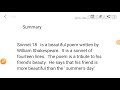 summary - sonnet 18