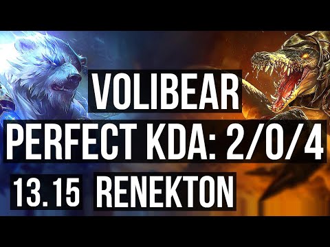 VOLIBEAR vs RENEKTON (TOP) | 2/0/4, 300+ games | KR Diamond | 13.15