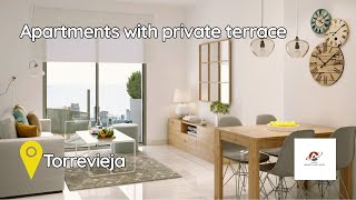 New build Apartments with private terrace, 100 m from Playa del Cura, located in Torrevieja, Spain.