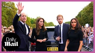 Prince Harry and William, Kate Middleton and Meghan Markle reunite for Windsor Castle walkabout