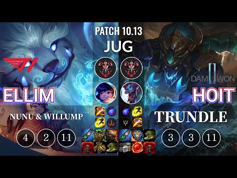 T1 Ellim Nunu & Willump vs DWG Hoit Trundle Jungle - KR Patch 10.13