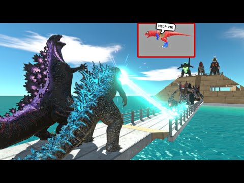 EPIC TEAM-UP! ⚔️Shin Godzilla + Godzilla 2021 vs MEGALODON REX! for Rescue T-Rex🦖