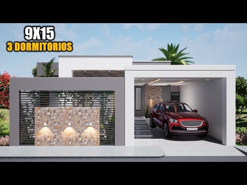 CASA MODERNA Y ECONOMICA - 9x15m TRES DORMITORIOS (LUIS ARQ 2021)