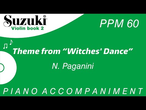 Suzuki Violin Book 2 | Theme from "Witches' Dance" | Piano Accompaniment | PPM = 60