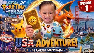 PokéTravel With Enzo Episode 1: USA Adventure & The Golden PokéPassport! 🌎✨Fan Made #pokemon