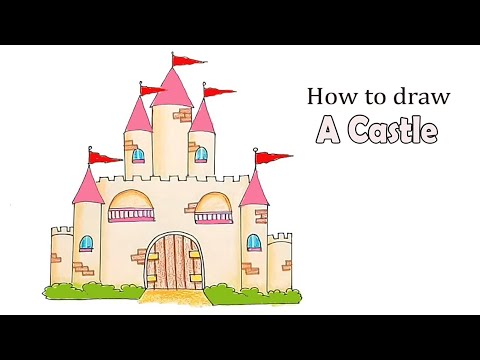 How to draw a Castle - step by step  I Easy Castle Drawing Tutorial