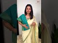 Kerala Peacock Blue Linen Handloom Saree Onam Saree Collection Keerthi S Catalog