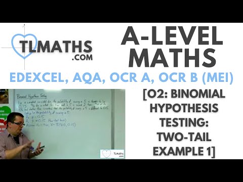A-Level Maths: O2-05 [Binomial Hypothesis Testing: Two-Tail Example 1]