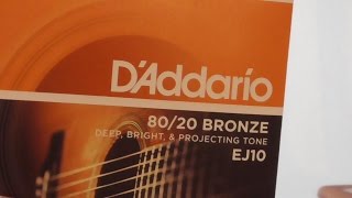 Video thumbnail for D'Addario Acoustic Guitar Strings EJ10 VS EJ13 80/20 Bronze .010 .011 REVIEW by LEARNINGCHORDS