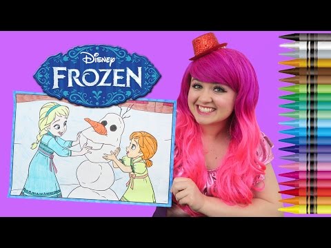 Coloring Elsa, Anna, & Olaf Frozen GIANT Coloring Page Crayons | COLORING WITH KiMMi THE CLOWN Video