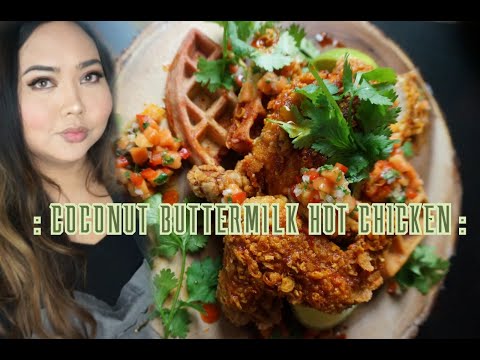 COCONUT BUTTERMILK HOT CHICKEN W/ TURMERIC - CILANTRO WAFFLE & PAPAYA RELISH | Change of Taste |