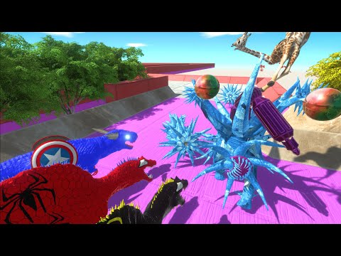 Escape from Giant Ice Fangs ALIEN🌟vs Super Hero dinosaur  - Animal Revolt Battle Simulator
