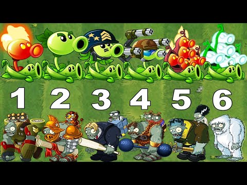 PvZ2 Challenge: Repeater Vs Mega Gatling Pea Vs Fire Peashooter Vs All Gargantuar