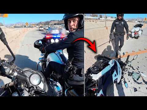 RIDER CRASHES AFTER COP SWERVES | POLICE CHASE MOTORCYCLES 2025