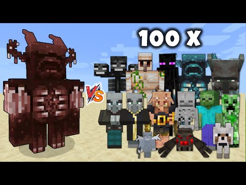 Bulky warden vs Every Minecraft Mob in Minecraft x100 - Bulky Warden vs all Mobs 1v100